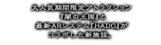 与受欢迎的限时游乐设施“黑暗王国”和最新的AR系统“ HADO”合作的新设施。